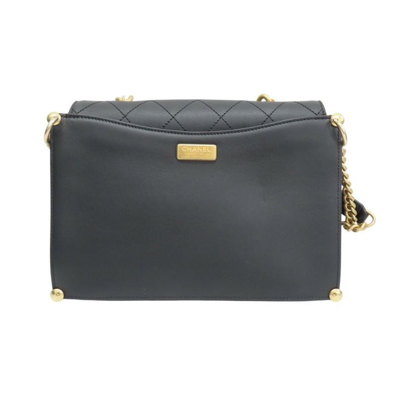 黑色 菱格紋牛皮 Flap Bag 肩背包【CHANEL 香奈兒】-1