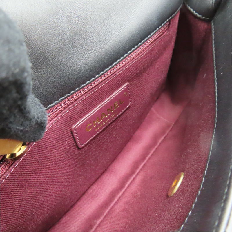 黑色 菱格紋牛皮 Flap Bag 肩背包【CHANEL 香奈兒】-4