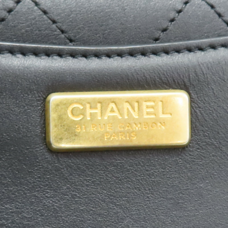 黑色 菱格紋牛皮 Flap Bag 肩背包【CHANEL 香奈兒】-8