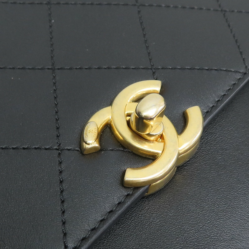 黑色 菱格紋牛皮 Flap Bag 肩背包【CHANEL 香奈兒】-12