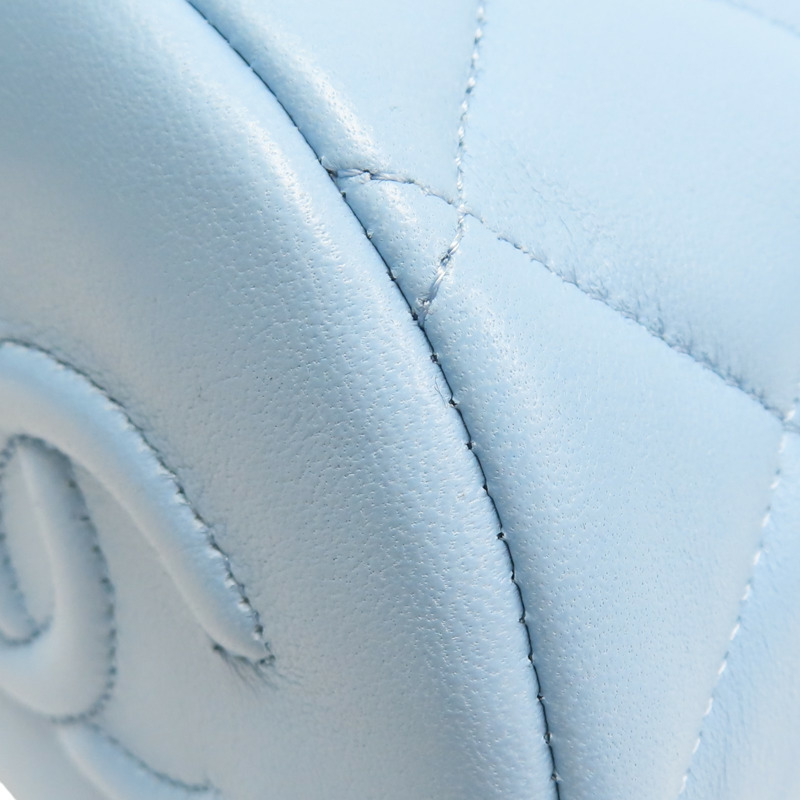 藍色 菱格紋羊皮 MINI 水桶包 肩背包【CHANEL 香奈兒】-13