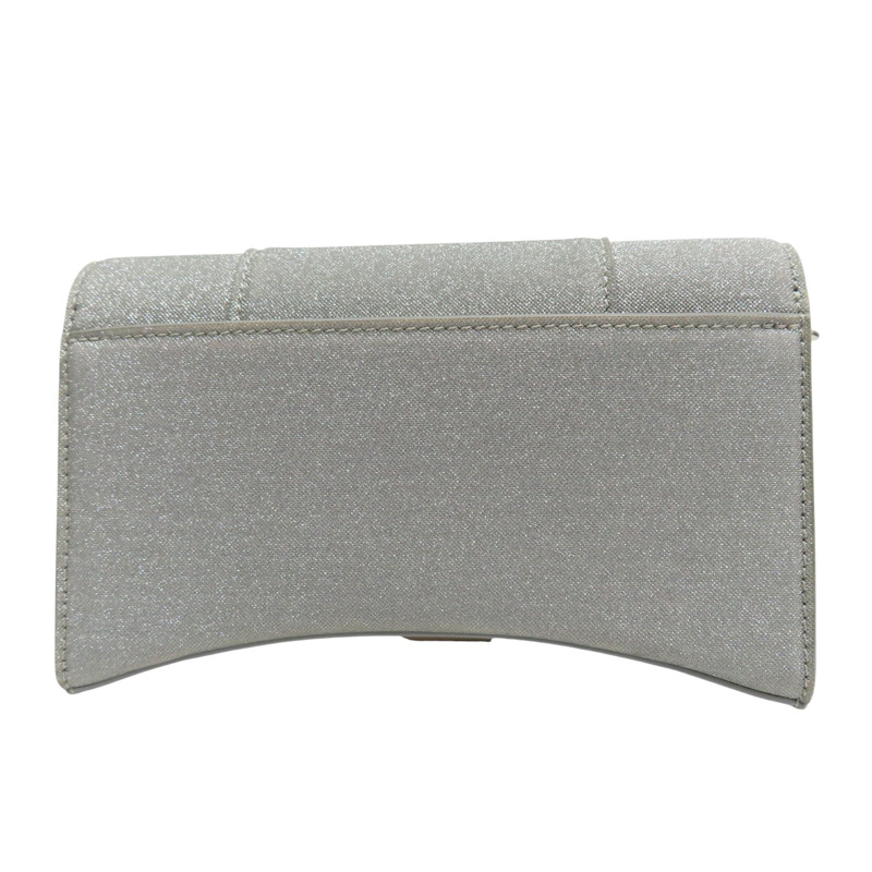 銀色 亮粉 牛皮 Hourglass 鏈帶肩背包【BALENCIAGA 巴黎世家】 656050-1