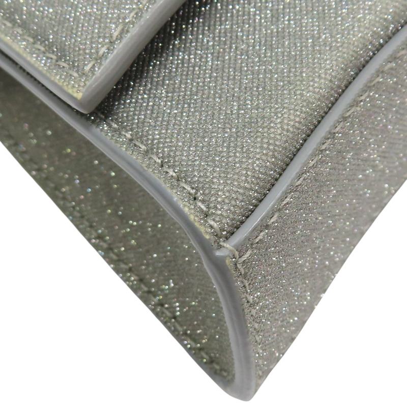 銀色 亮粉 牛皮 Hourglass 鏈帶肩背包【BALENCIAGA 巴黎世家】 656050-8