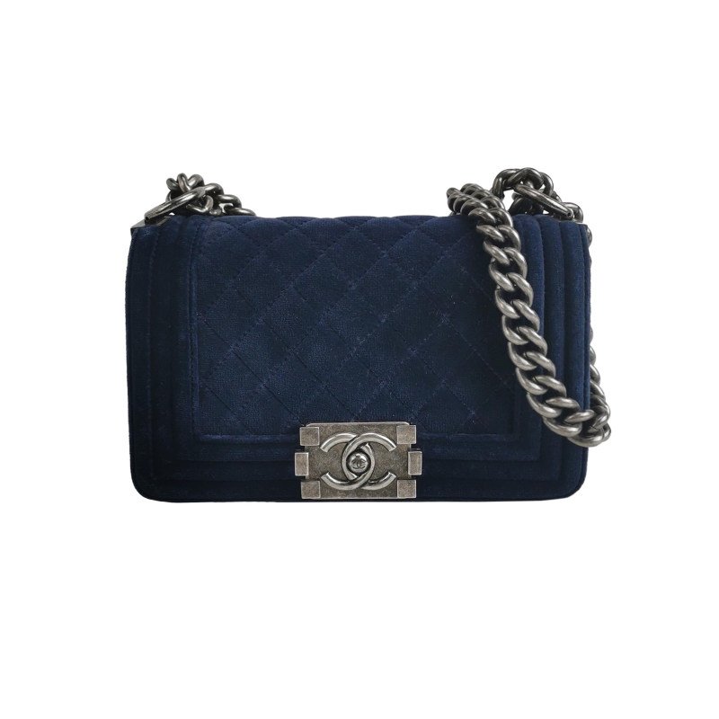 Chanel Leboy季節限定款小號羊皮絨布方形雙C鎖扣單肩包-0