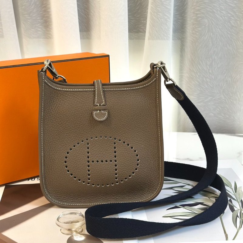 HERMES Mini evelyne - 灰銀配深藍背帶 U-0