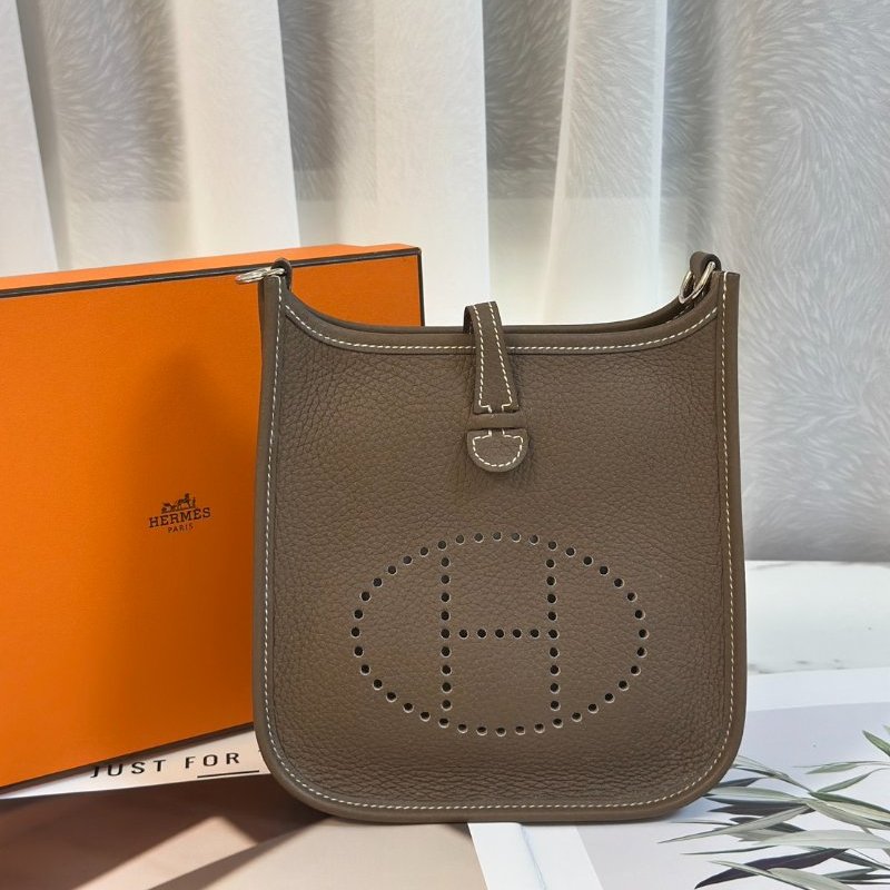 HERMES Mini evelyne - 灰銀配深藍背帶 U-2