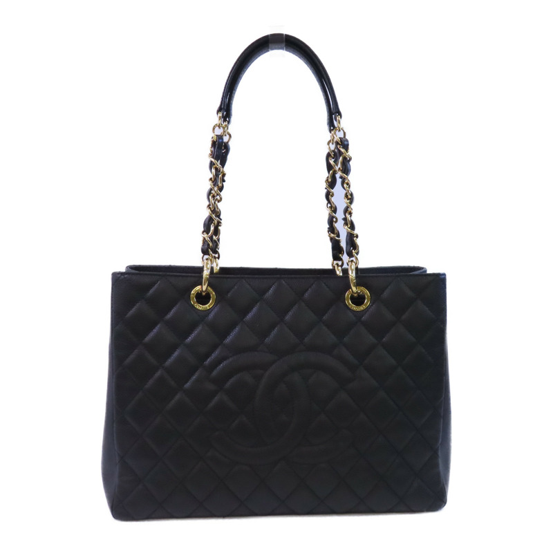 CHANEL 牛皮皮革GST Grand Shopping Tote Bag金扣鏈帶肩背袋-0