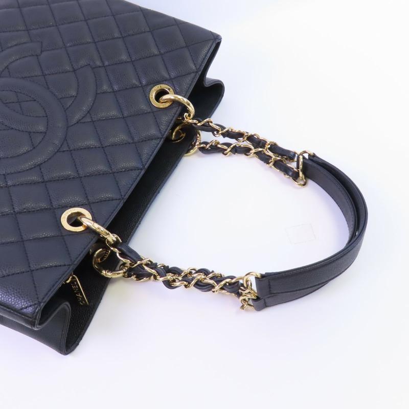 CHANEL 牛皮皮革GST Grand Shopping Tote Bag金扣鏈帶肩背袋-4