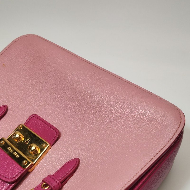 Miu Miu Madras羊皮拼色斜挎包單肩包-23