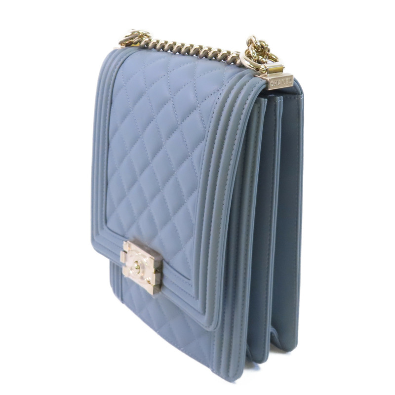 CHANEL 牛皮皮革Boy North South金扣鏈帶肩背袋-2