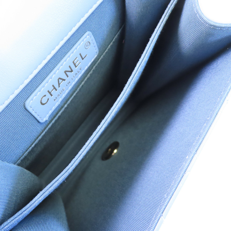 CHANEL 牛皮皮革Boy North South金扣鏈帶肩背袋-13