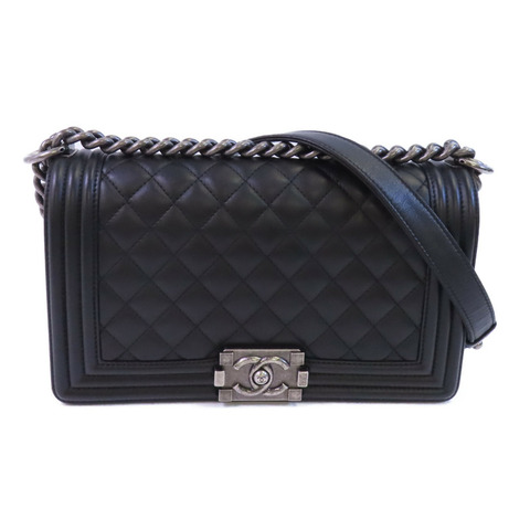 CHANEL 羊皮皮革Boy Chanel 25銀扣鏈帶肩背袋