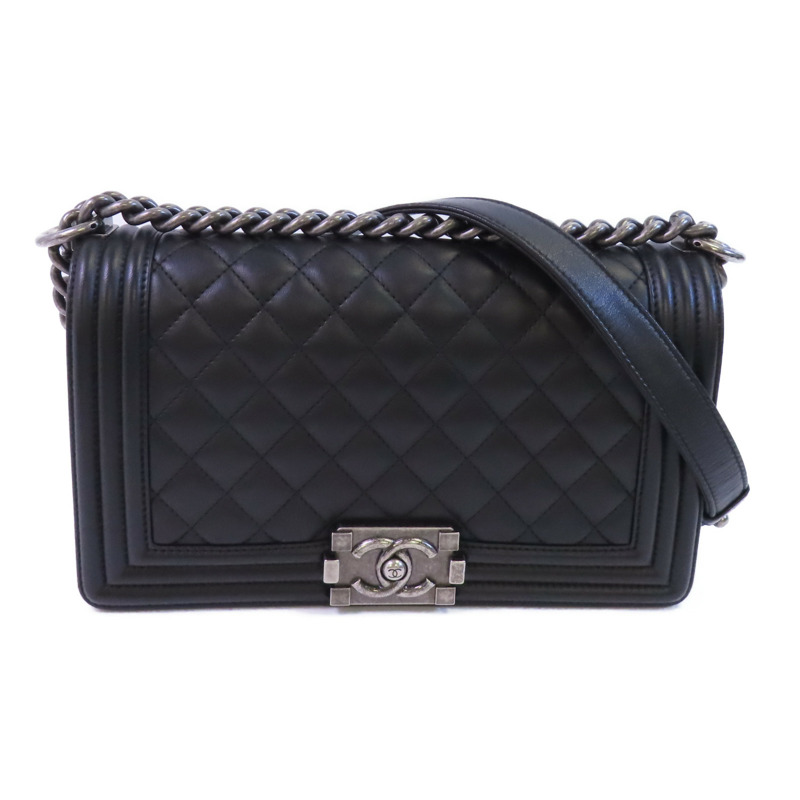 CHANEL 羊皮皮革Boy Chanel 25銀扣鏈帶肩背袋-0