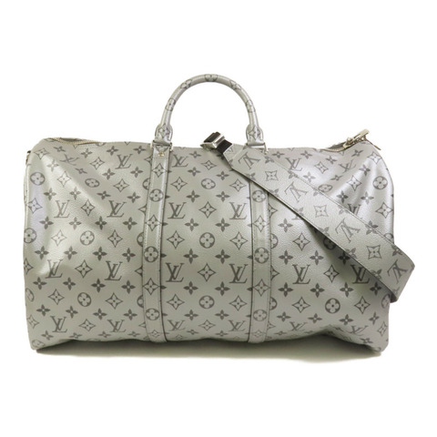 LOUIS VUITTON Mono Metallic Silver Keepall 50 Bandoulie銀扣手挽肩背兩用袋