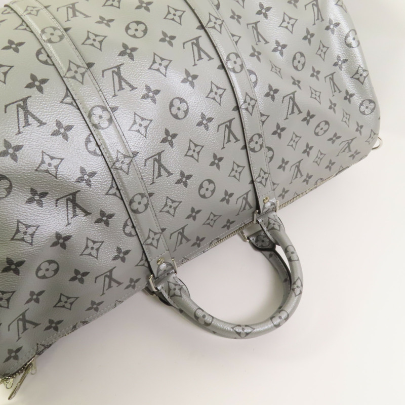 LOUIS VUITTON Mono Metallic Silver Keepall 50 Bandoulie銀扣手挽肩背兩用袋-5