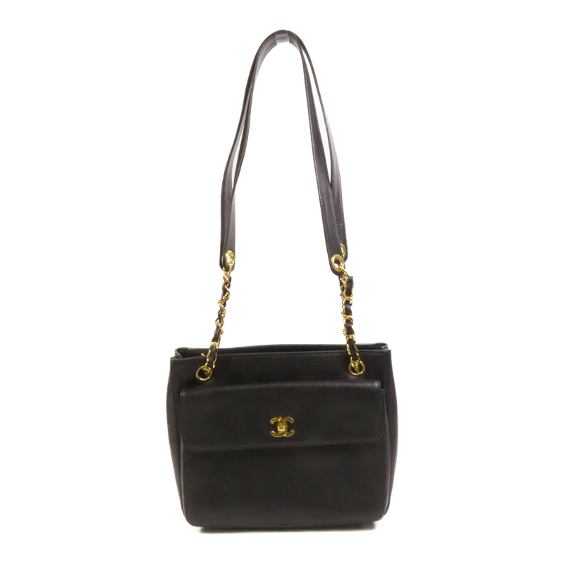 CHANEL 牛皮皮革Vintage Tote Bag金扣肩背袋-0