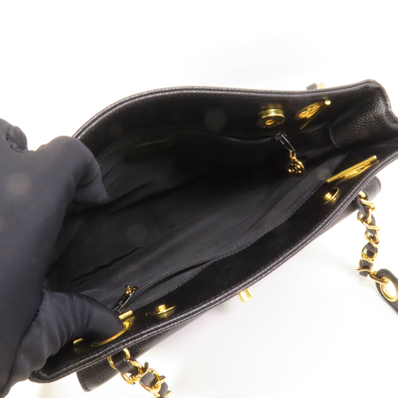 CHANEL 牛皮皮革Vintage Tote Bag金扣肩背袋-6