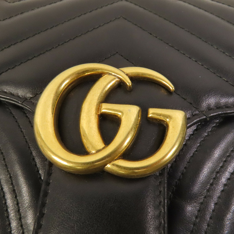 GUCCI 牛皮皮革GG Marmont金扣肩背袋-5