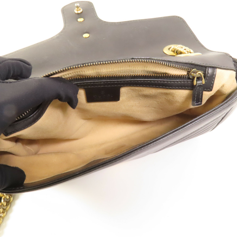 GUCCI 牛皮皮革GG Marmont金扣肩背袋-7