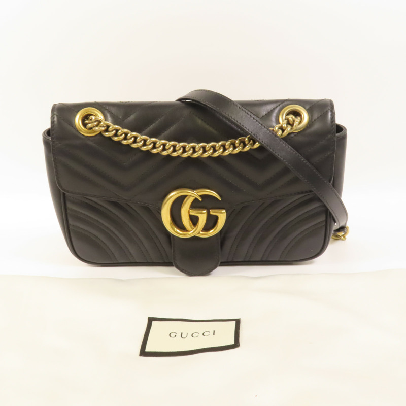 GUCCI 牛皮皮革GG Marmont金扣肩背袋-11