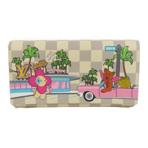 LOUIS VUITTON Damier Azur Vivienne Holiday金扣長銀包