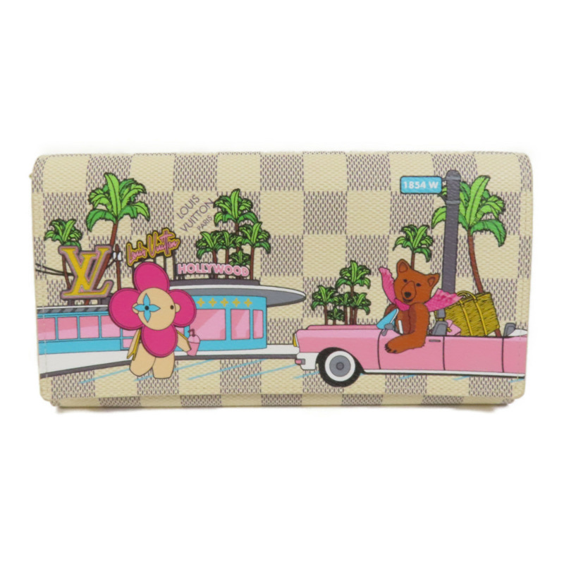 LOUIS VUITTON Damier Azur Vivienne Holiday金扣長銀包-0