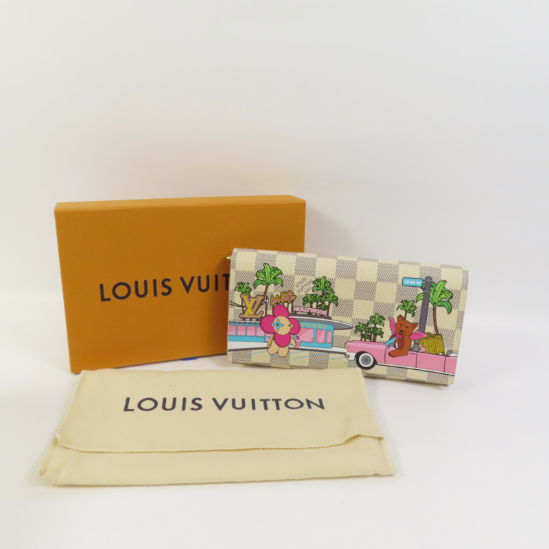 LOUIS VUITTON Damier Azur Vivienne Holiday金扣長銀包-7