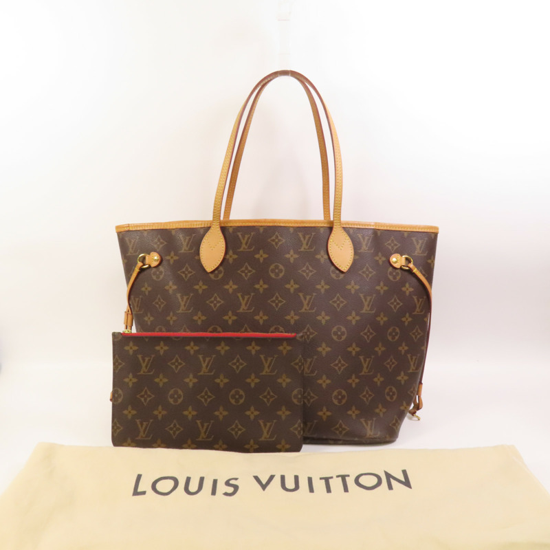 LOUIS VUITTON Monogram Neverfull MM金扣手挽袋-9