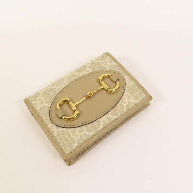 GUCCI 塗層帆布Horsebit 1955金扣錢包-3