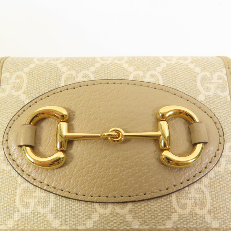 GUCCI 塗層帆布Horsebit 1955金扣錢包-5