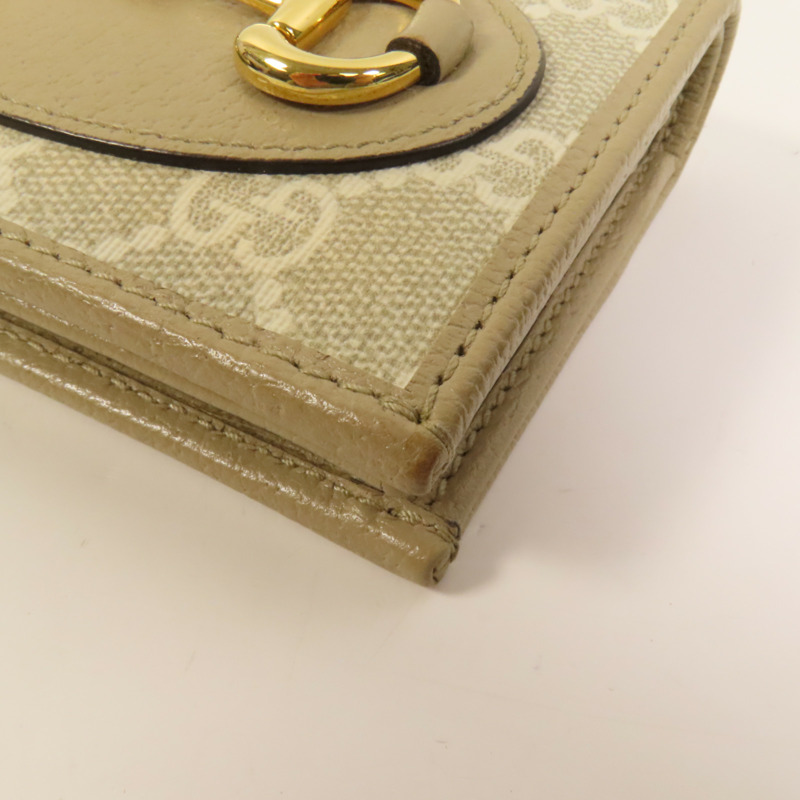 GUCCI 塗層帆布Horsebit 1955金扣錢包-10