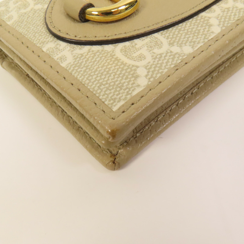 GUCCI 塗層帆布Horsebit 1955金扣錢包-11