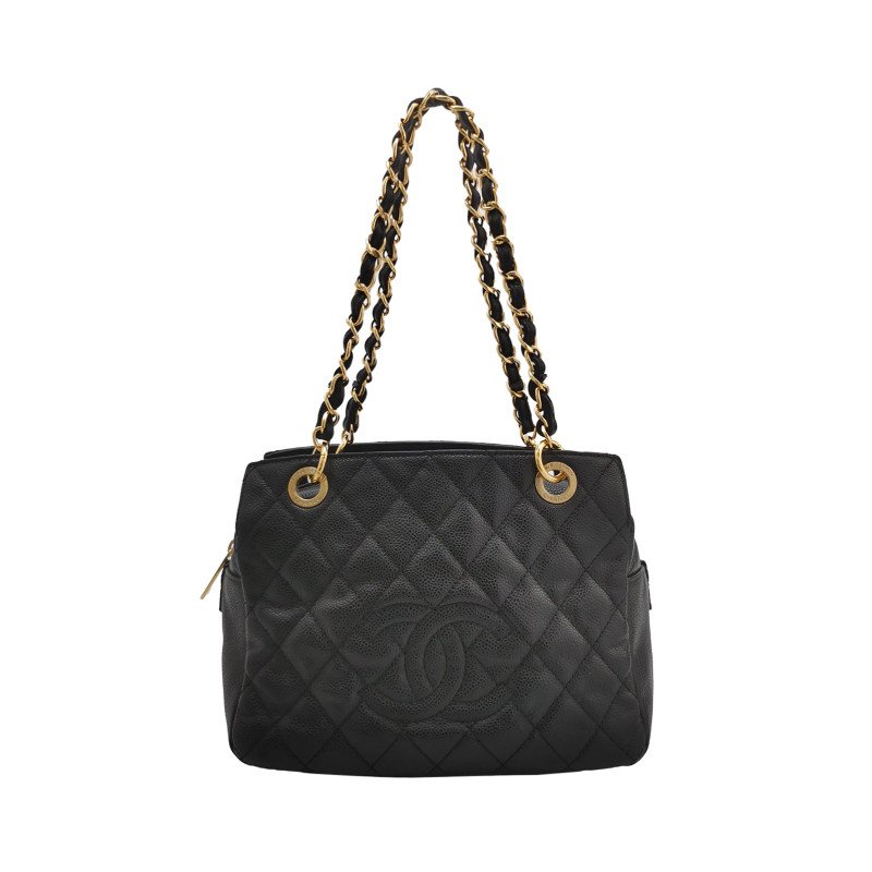 Chanel PTT小號牛皮純色菱格絎縫雙Clogo單肩包-0