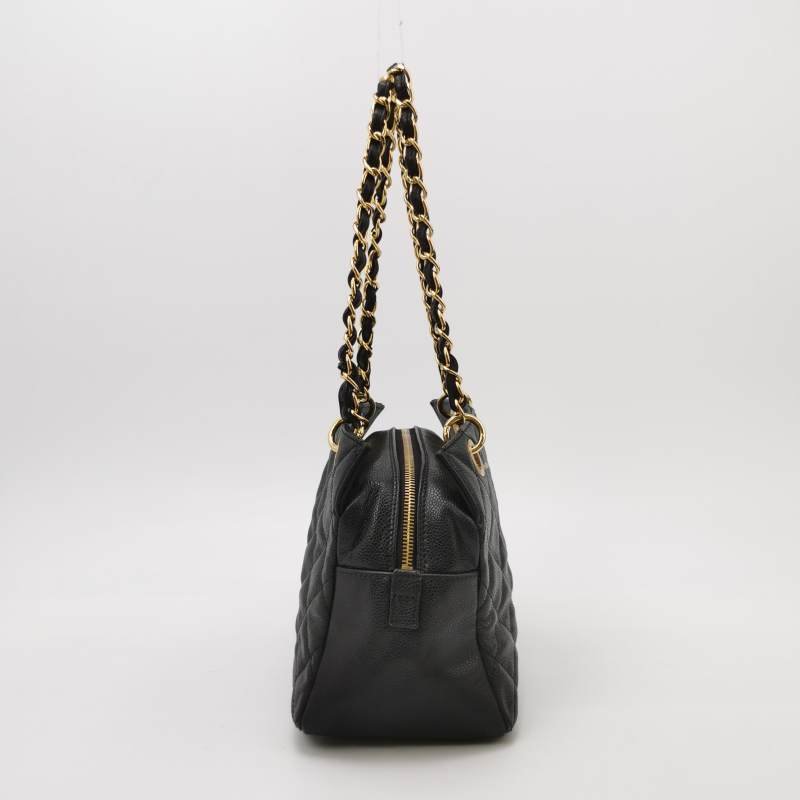 Chanel PTT小號牛皮純色菱格絎縫雙Clogo單肩包-2