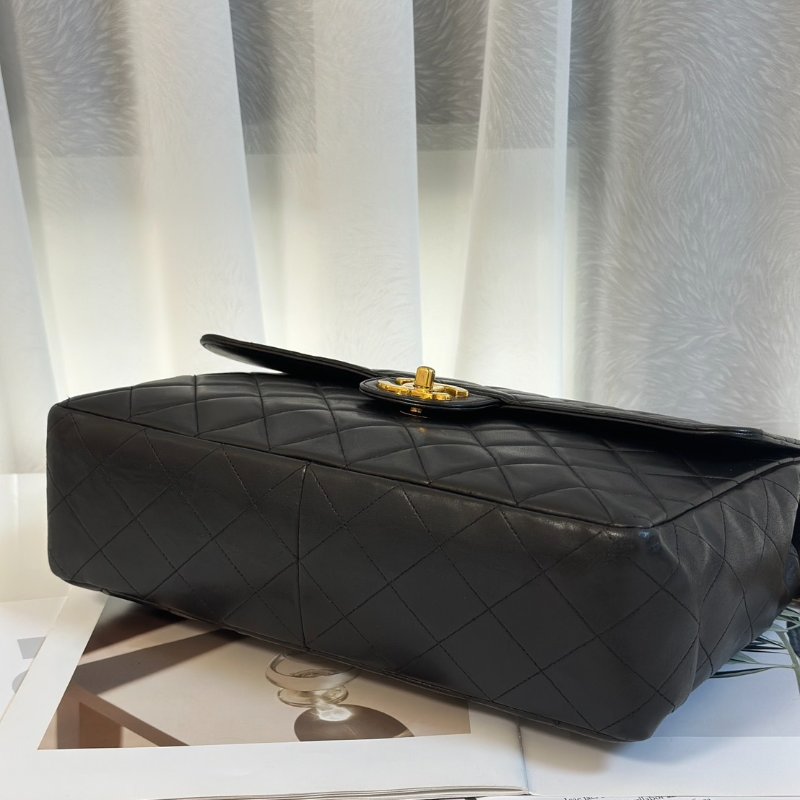 CHANEL 復古口蓋單肩包 - 黑金3開-6