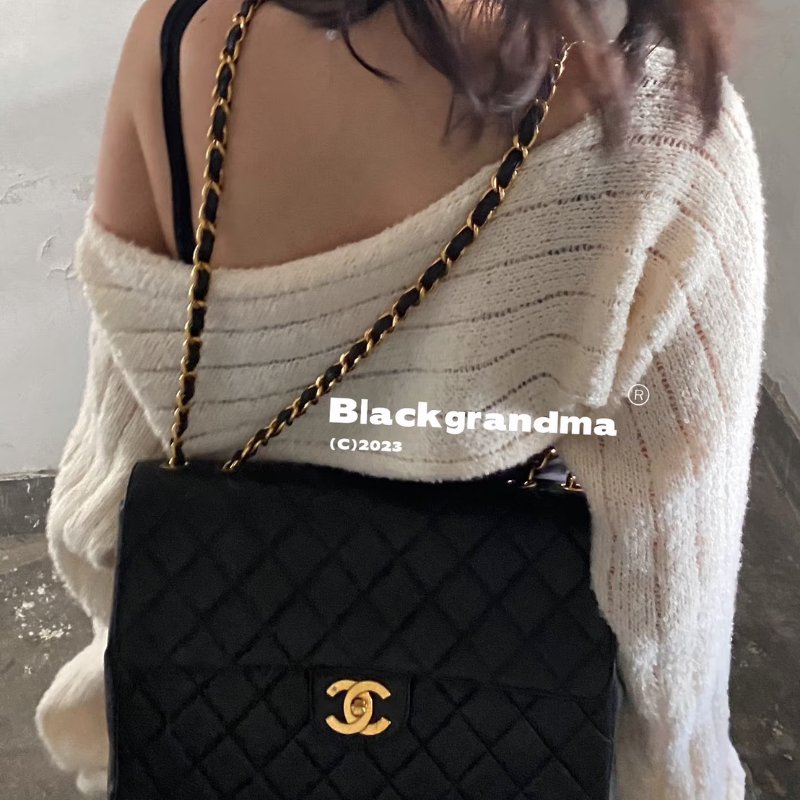 CHANEL 復古口蓋單肩包 - 黑金3開-9