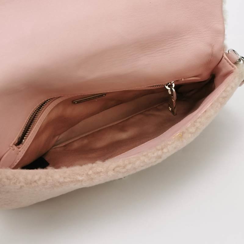 Miu Miu Miu Crystal系列羊皮毛絨珩縫鑽飾單肩包-6