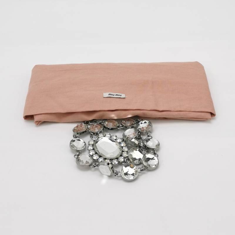 Miu Miu Miu Crystal系列羊皮毛絨珩縫鑽飾單肩包-8