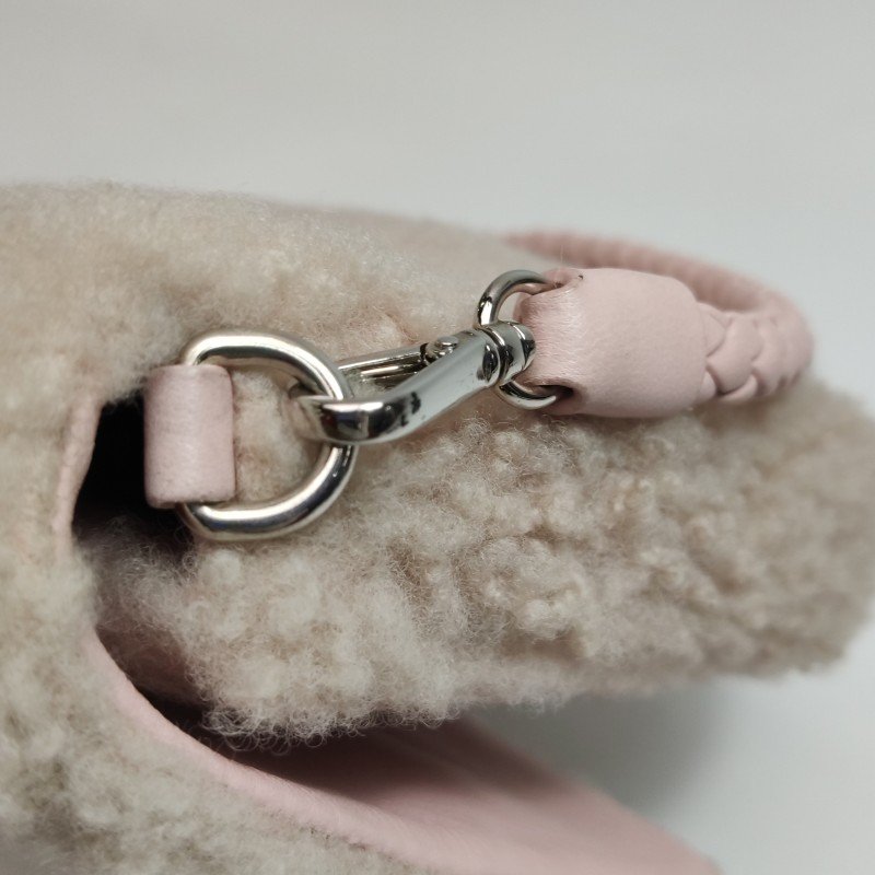 Miu Miu Miu Crystal系列羊皮毛絨珩縫鑽飾單肩包-12