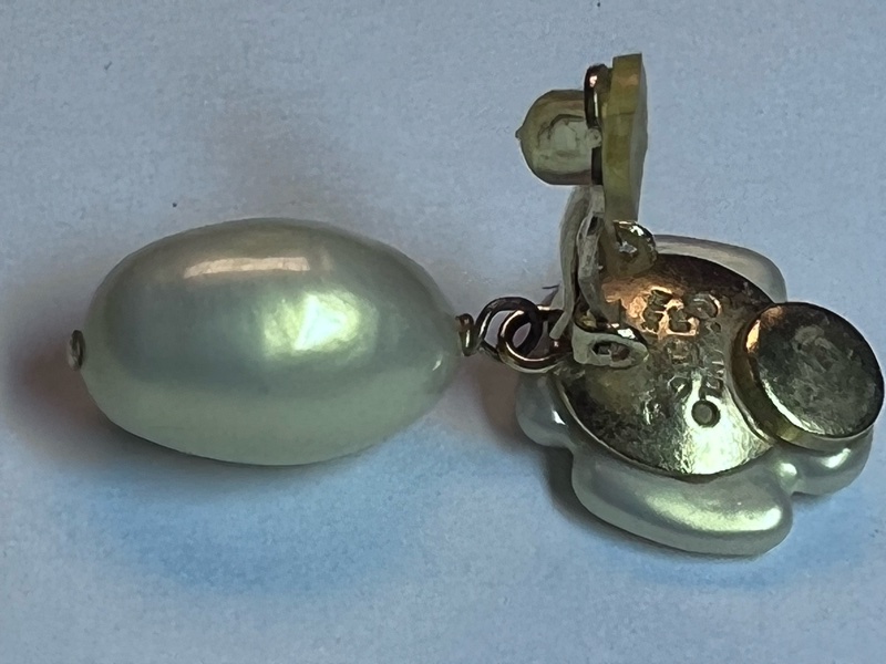 Chanel真珠耳垂墜夾耳環-5