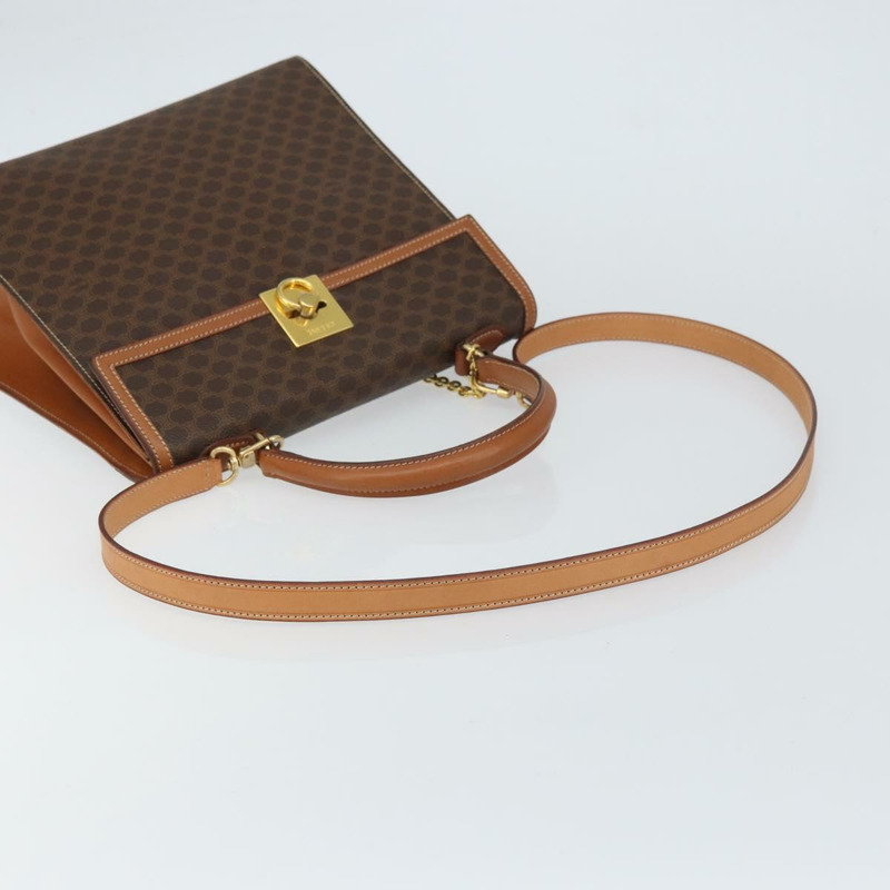 【日本直送】CELINE Macadam帆布手提包 PVC皮革 2way Brown Gold Auth am10255V-7