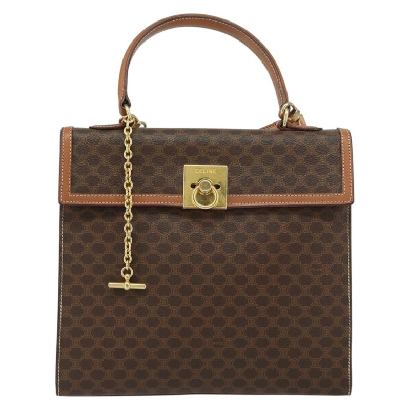 【日本直送】CELINE Macadam帆布手提包 PVC皮革 2way Brown Gold Auth am10255V-12