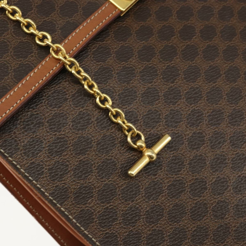 【日本直送】CELINE Macadam帆布手提包 PVC皮革 2way Brown Gold Auth am10255V-18