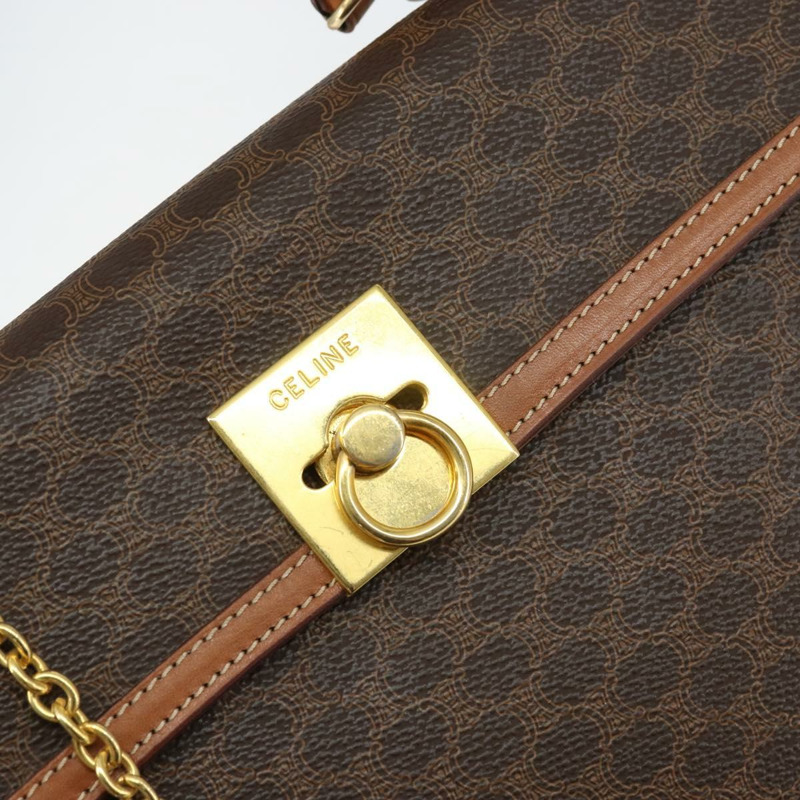 【日本直送】CELINE Macadam帆布手提包 PVC皮革 2way Brown Gold Auth am10255V-19