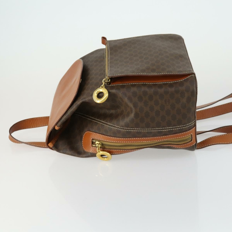 【日本直送】CELINE Macadam帆布雙肩包 PVC皮革 棕色 金色 正品 ka1291-3