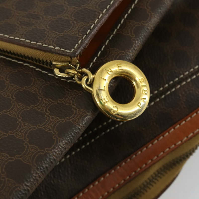 【日本直送】CELINE Macadam帆布雙肩包 PVC皮革 棕色 金色 正品 ka1291-23