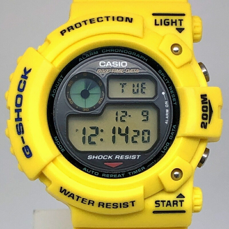 卡西歐 G-SHOCK 手錶 DW-6300-9 FROGMAN 第一代蛙人黃色國產款潛水蛙雕刻綠色微型燈泡 1994年7月發售 三國丘店-0