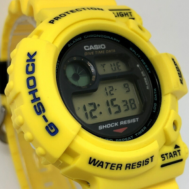 卡西歐 G-SHOCK 手錶 DW-6300-9 FROGMAN 第一代蛙人黃色國產款潛水蛙雕刻綠色微型燈泡 1994年7月發售 三國丘店-3