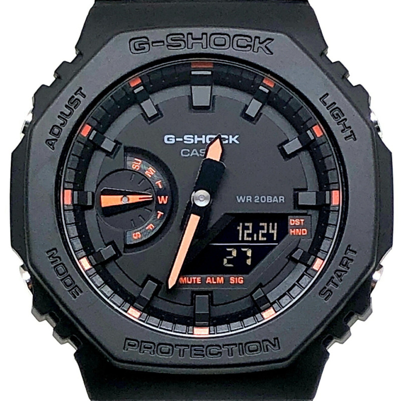 卡西歐 G-SHOCK GA-2100-1A4 霓虹系列八角形腕錶，橡木色，黑色/橙色，指針/數位雙顯，雙 LED 背光，2022 年 2 月發售，Mikunigaoka 專賣店有售。-0