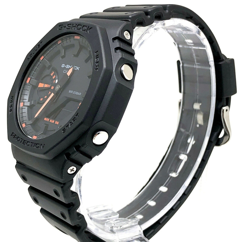卡西歐 G-SHOCK GA-2100-1A4 霓虹系列八角形腕錶，橡木色，黑色/橙色，指針/數位雙顯，雙 LED 背光，2022 年 2 月發售，Mikunigaoka 專賣店有售。-2